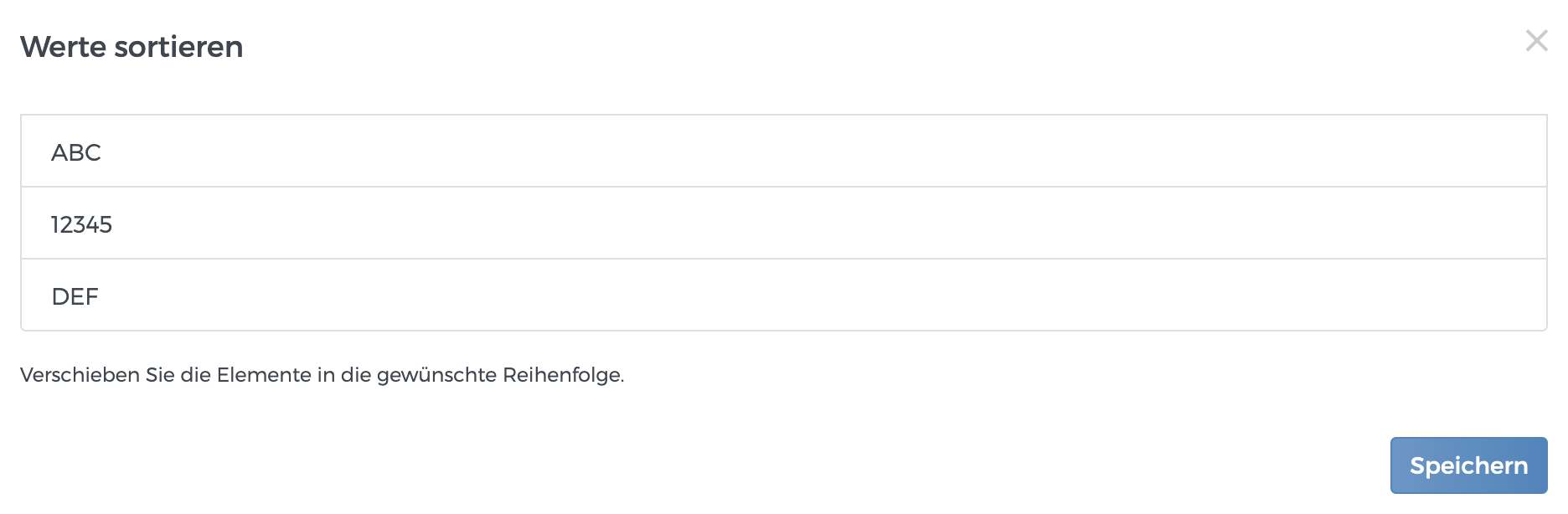 Sortieren der Felder