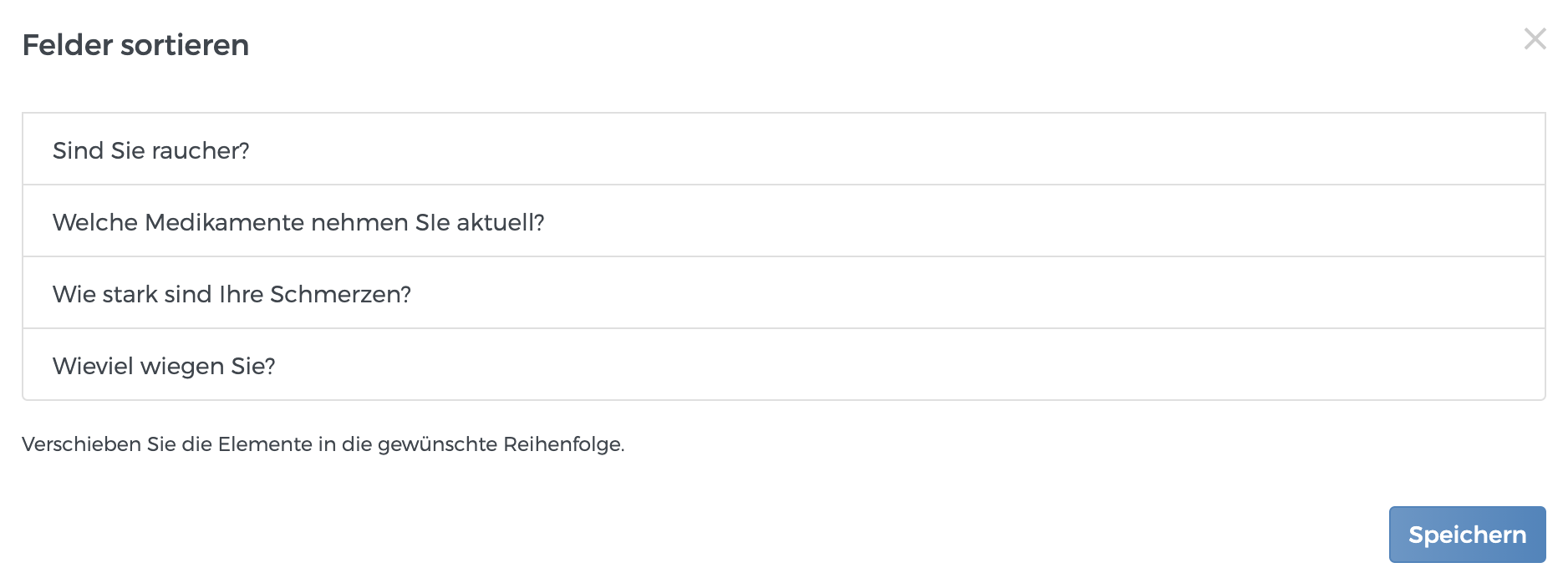 ASorteiren der Fragen