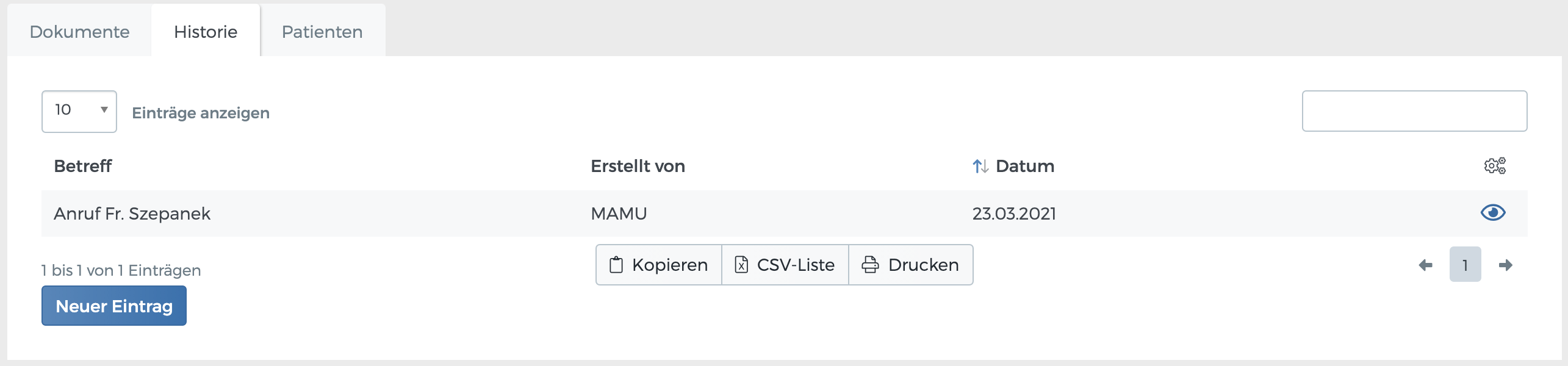 Historie einer Organisation