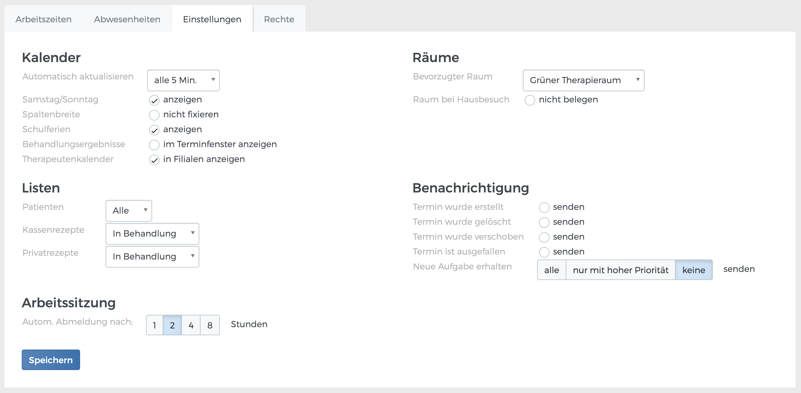 Einstellungen des Therapeuten